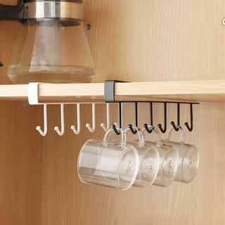 ตะขอแขวน ตะขอแขวนของ Under Cabinet Hanger Rack Kitchen Organizer Storage Rack Cupboard Hanging Hook ตะขอติดผนัง ที่แขวนต
