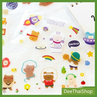 DeeThai สติกเกอร์พีวีซี รูปหมี  น่ารัก 1 แผ่น  สําหรับตกแต่งไดอารี่ Cartoon stickers