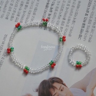 กำไลลูกปัด แหวนลูกปัด เชอร์รี่ cherry กำไลข้อมือ [Fondness Store]