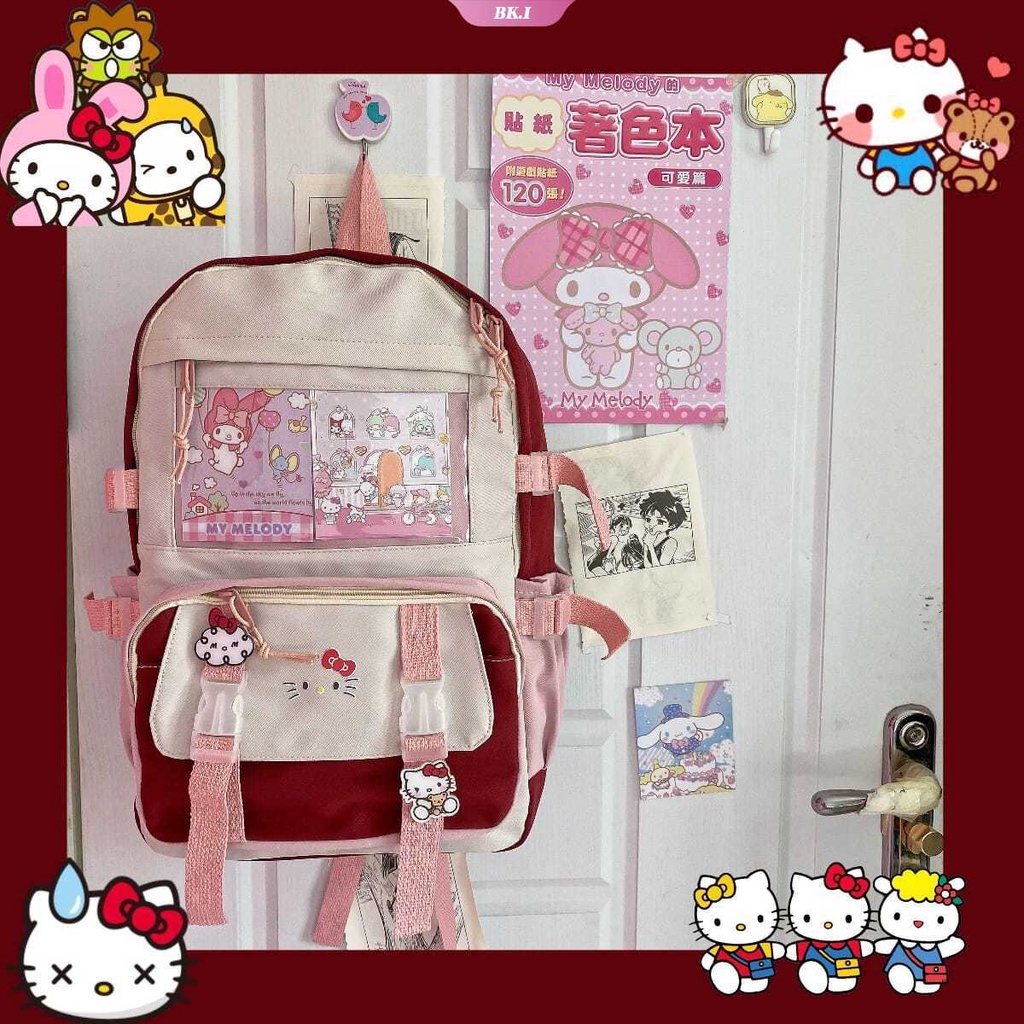 กระเป๋าเป้สะพายหลัง-กระเป๋านักเรียน-ป้องกันน้ํา-ขนาดใหญ่-จุของได้เยอะ-ลาย-sanrio-kuromi-น่ารัก-สําหรับผู้หญิง