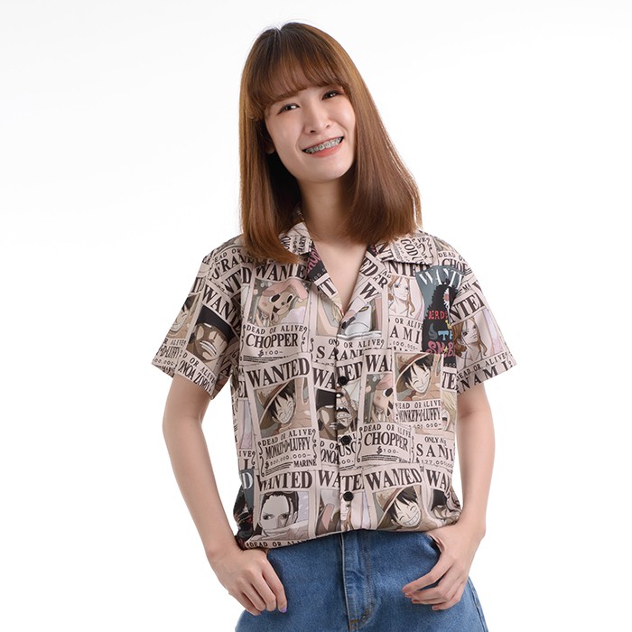 เสื้อเชิ้ตฮาวายวันพีช-ลายล่าค่าหัว-hawaii-shirt-one-piece-wanted-op-1185