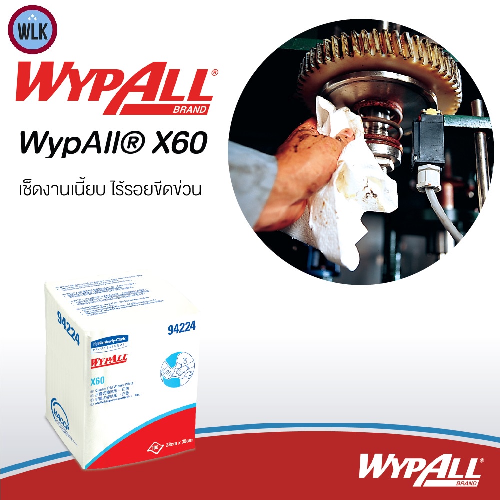 ภาพหน้าปกสินค้ากระดาษเช็ดทำความสะอาด WYPALL* X60 Quarter Fold Wipers code 94224 (100 แผ่นต่อห่อ) จากร้าน wlkonline บน Shopee