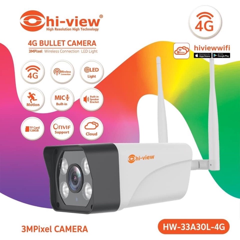 กล้องวงจรปิดใส่ซิมได้-hiview-รุ่น-hw-33a30l-4g-สามารถใส่ซิมได้-พูดคุยโต้ตอบได้สินค้าแท้-รับประกันศูนย์-1-ปี