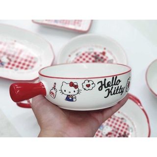 ชาม Hello Kitty แบบมีที่จับ เนื้อเซรามิค อย่างดี ขนาด 6.5 นิ้ว