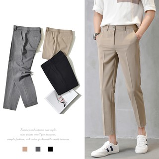 สินค้า 【พร้อมส่ง/28-40】กางเกงเลกกิ้งขายาว ทรงสลิม ขนาดใหญ่ สไตล์เกาหลี ธุรกิจ สีกากี สําหรับผู้ชาย