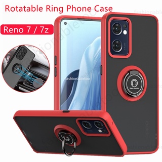 เคสโทรศัพท์มือถือแบบแข็ง ผิวด้าน กันกระแทก พร้อมแหวนขาตั้ง สําหรับ Oppo Reno 7 z pro 7z 7pro Reno7 z Reno7z Reno7pro 4G 5G