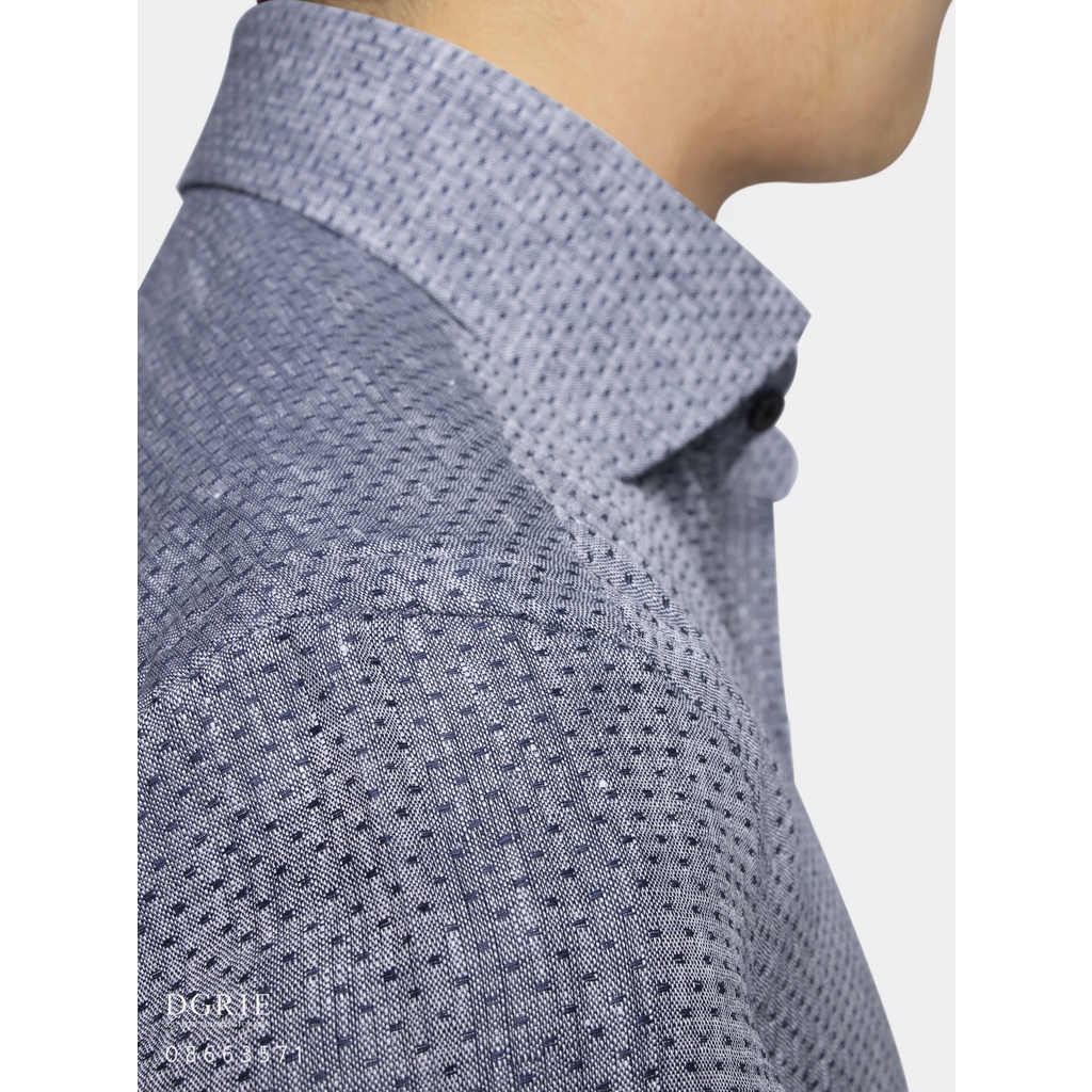 dgrie-light-gray-curve-collar-linen-shirt-เสื้อลินินลายจุด