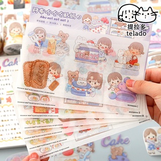 สินค้า Telado 1 แพ็ค 10 แผ่น ซีรีย์สาวน่ารักและนักชิม การ์ตูนตกแต่ง DIY สติ๊กเกอร์ตกแต่ง