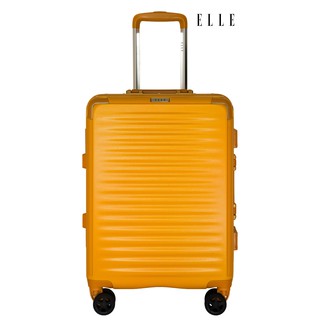 ELLE Travel Ripple Collection, Carry-On Cabin Luggage 100% Polycarbonate (PC), Secure Aluminum Frame, Mustard