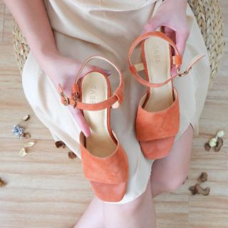 easeshoes.official รองเท้าหนังแกะกลับส้นสูง CLOUD Rusty Orange