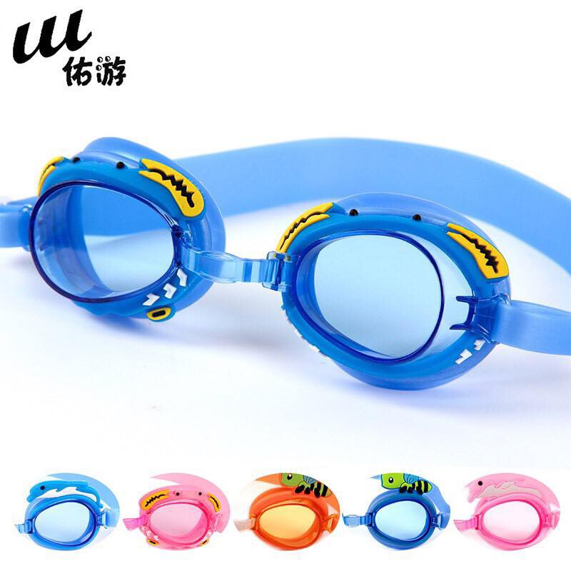 แว่นตาว่ายน้ำสำหรับเด็ก-ลายปู-สีสันน่ารักสดใส-sws003