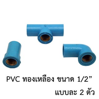 อุปกรณ์พีวีซี ทองเหลือง เกลียวในทองเหลือง ขนาด1/2"(4หุน) คละแบบ(อย่างละ2ตัว)