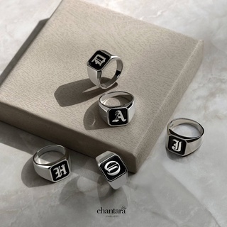 แหวนตัวอักษร แหวนรมดำ แหวนชาย แหวนหญิง แหวนคู่ แหวนคู่รัก แหวนแฟชั่น Alphabet Classic Series (ตัวอักษร A-Z ได้1 ตัว)