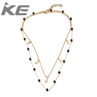 Jewelry Black Bead Alloy Leaf Necklace Chain MultiWomens Necklace One Piece Dropshipping for