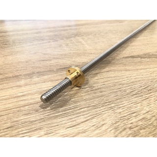 304 stainless steel T8 Lead Screw Length 500mm และ Copper Nut (Pitch=2mm, Lead=4mm)