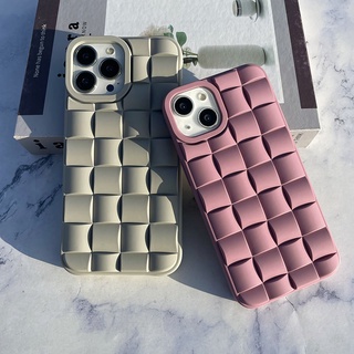 เคสโทรศัพท์มือถือ ซิลิโคนนุ่ม ลายตาราง 3D ทนทาน สีเทา สีม่วง สําหรับ iPhone 13promax 14Promax 11 12promax 12 13 13Pro 14Pro 14 14Plus 11promax xs xr xsmax 12pro 8plus 11pro 7G