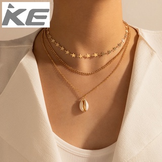Jewelry Alloy drip shell three-necklace Star disc chain multi-necklace for girls for women low