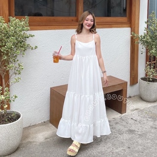 พร้อมส่ง 🌷✨🥐 Butter chiffon dress C3325 เดรสยาวสายเดี่ยว เดรสยาวสายเดี่ยวชีฟอง เดรสยาวชีฟอง เดรสยาวสายเดี่ยว