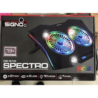 ส่งจากไทย แท่นวางแล็ปท๊อป RGB Gaming Cooler Pad SIGNO Spectro CP-510 Up to 17" พร้อมส่ง