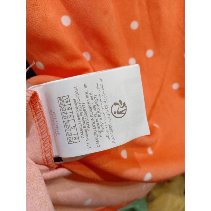 ชุดเดรส-camaieu-น่ารักมากสีส้มพาสเทล-ผ้าเด้งมีน้ำหนัก-มีเก็บปลายทาง