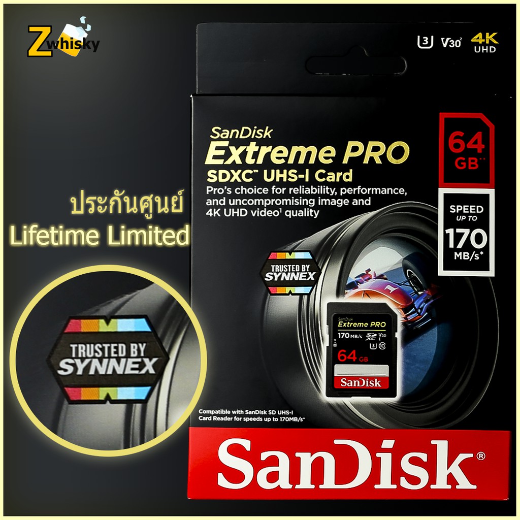 ภาพหน้าปกสินค้าSandisk Extreme Pro 64GB (170MB/S) แท้ Memory Card SD 64 170 ของแท้ จากร้าน zwhisky บน Shopee