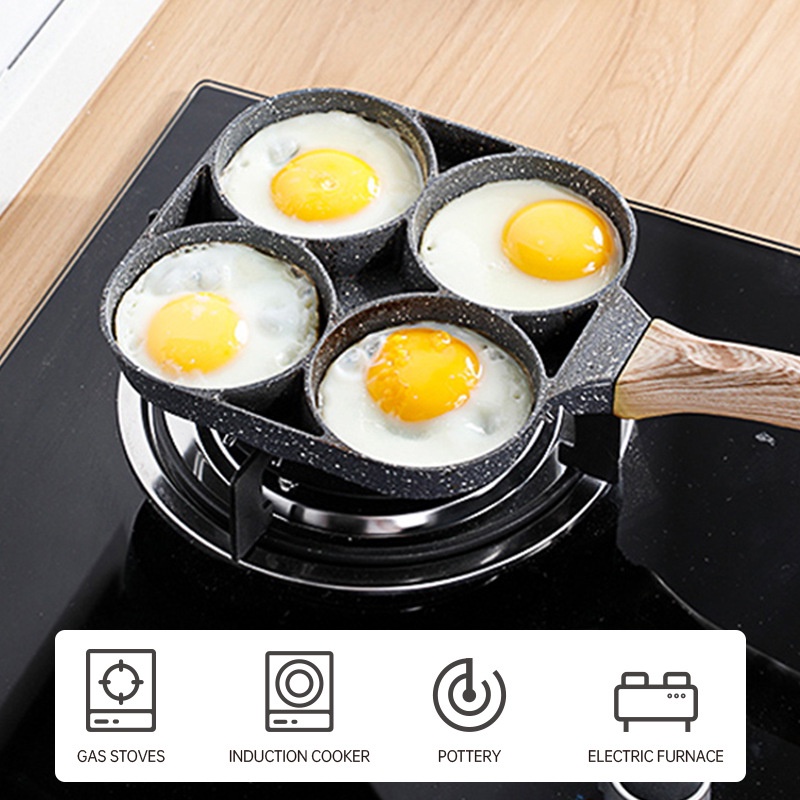 two-four-hole-frying-pan-thickened-non-stick-egg-burger-pan-household-steak-cooking-egg-ham-frying-pan-breakfast-uten