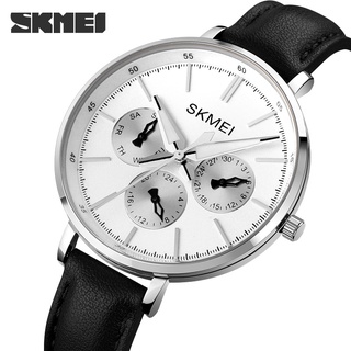 Skmei นาฬิกาข้อมือควอตซ์แฟชั่น สายหนัง โครโนกราฟ กันน้ํา หรูหรา สไตล์นักธุรกิจ สําหรับสตรี