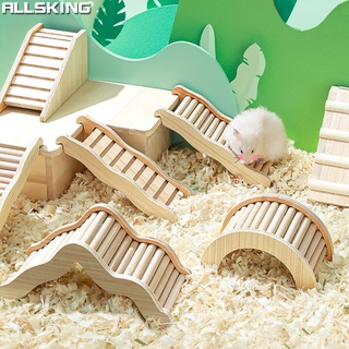 Allsking ของเล่นหนูแฮมเตอร์ Hamster Toy บันไดไม้ สะพานโค้ง สะพานคลื่น บันไดปีน อุโมงค์ไม้ โพรงไม้ ตกแต่งกรงสัตว์เลี้ยง