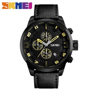 สินค้า SKMEI ของแท้ นาฬิกาข้อมือควอตซ์ แบบสายหนัง กันน้ำ แฟชั่นสำหรับผู้ชาย