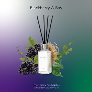 ก้านหอม ปรับอากาศ Reed Diffuser กลิ่น Blackberry &amp; Bay 50ml ฟรี!! ก้านไม้กระจายกลิ่น (ไม่มีกล่อง) (no box)