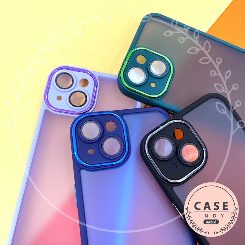 เคส-samsung-a12-a13-a02s-a03s-a52-a22-5g-a03-a53-เคสขอบสีหลังขุ่นกันเลนส์กล้อง-ขอบสี-เลนส์เงา