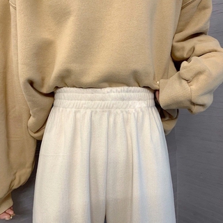 กางเกงขากว้างผู้หญิงใหม่ฤดูหนาวPlusกำมะหยี่Jia Hou kuเด็กบางหลวมสูงเอวลำลองตรงกางเกงยาว