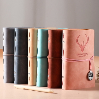 Elk Leather Notebook Loose Leaf Line/Blank/Kraft Paper 6 Hole Binder Index Separator Inner Pages Notepad