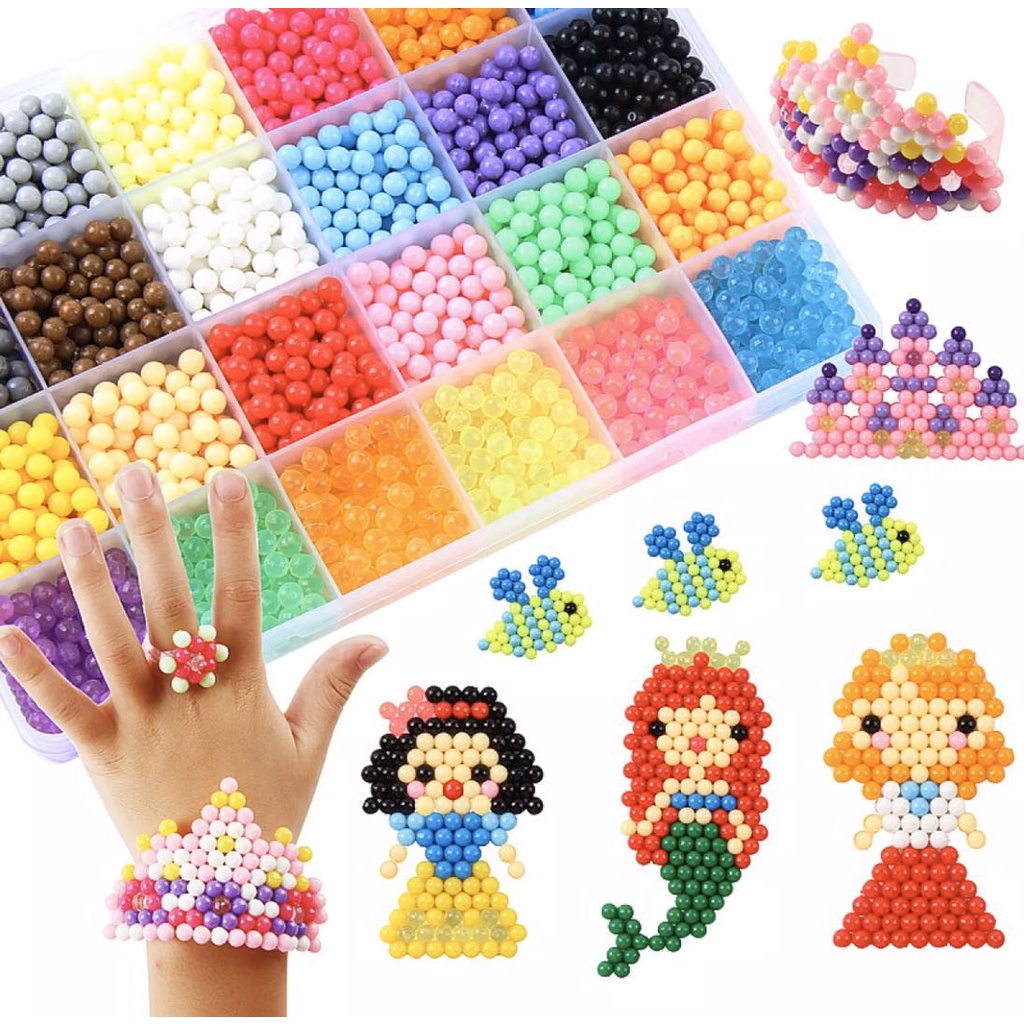 ลูกปัดวิเศษdiy-ของเล่นเด็กเม็ดๆ-เม็ดบีดส์เสริมทักษะ-ตัวต่อเลโก้-และตัวต่อเสริมทักษะ-มีแม่พิมพ์ให้หลายแบบ15สี