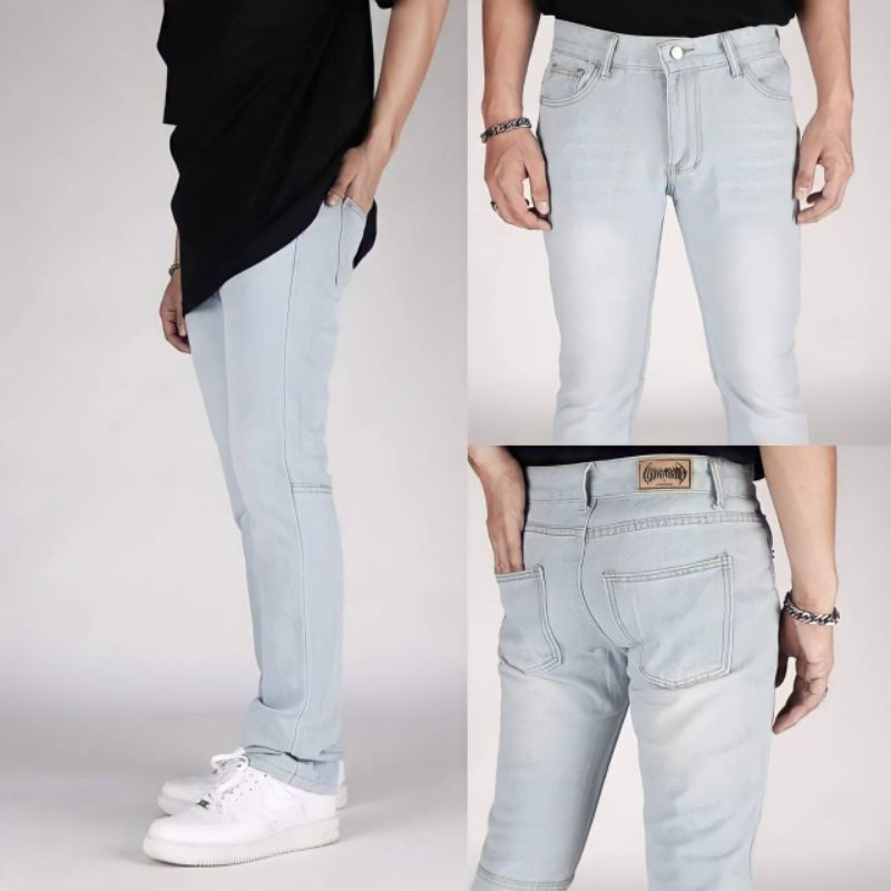 looker-denim-กางเกงยีนส์ขายาวสีฟอกแบบไม่ขาด-ผ้ายีนส์-13-oz
