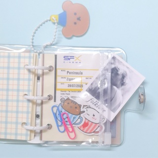 สินค้า ซองเก็บของ 3 รู Mini Pocket 👛 ซองซิป ซองการ์ด 3 Holes Transparent PVC Card Zip Pocket Refill สมุดแพลนเนอร์ mimisplan