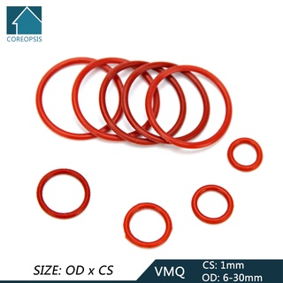 Vmq แหวนซิลิโคนซีลโอริง สีขาว สีแดง ทนทาน แบบเปลี่ยน 6 มม.-30 มม. CS 1 มม. 20 ชิ้น