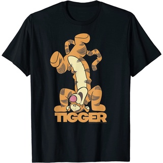 เสื้อยืดผ้าฝ้ายพรีเมี่ยม เสื้อยืด พิมพ์ลาย Disney Winnie The Pooh Tigger Upside Down Portrait