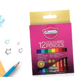 สินค้า 12สี แท่งสั้น สีไม้ Master Art มาสเตอร์อาร์ต ดินสอสี พร้อมกบเหลา