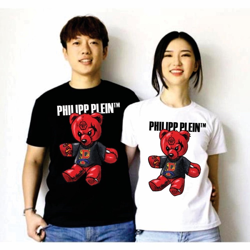 เสื้อยืด-ทรงหลวม-พิมพ์ลาย-philip-plein-bear-สีแดง-สําหรับเด็ก-และผู้ใหญ่