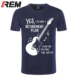 ROUND คอลูกเรือเสื้อยืดผ้าฝ้าย พิมพ์ลาย I Do Have a Retient Plan I Plan on Playing The Guitar สําหรับผู้ชาย-4XL