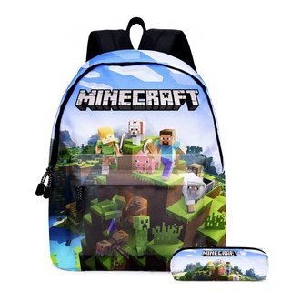 Minecraft ROBLOX กระเป๋าเป้สะพายหลัง ลายการ์ตูนน่ารัก สองชิ้น สําหรับเด็กนักเรียนประถม