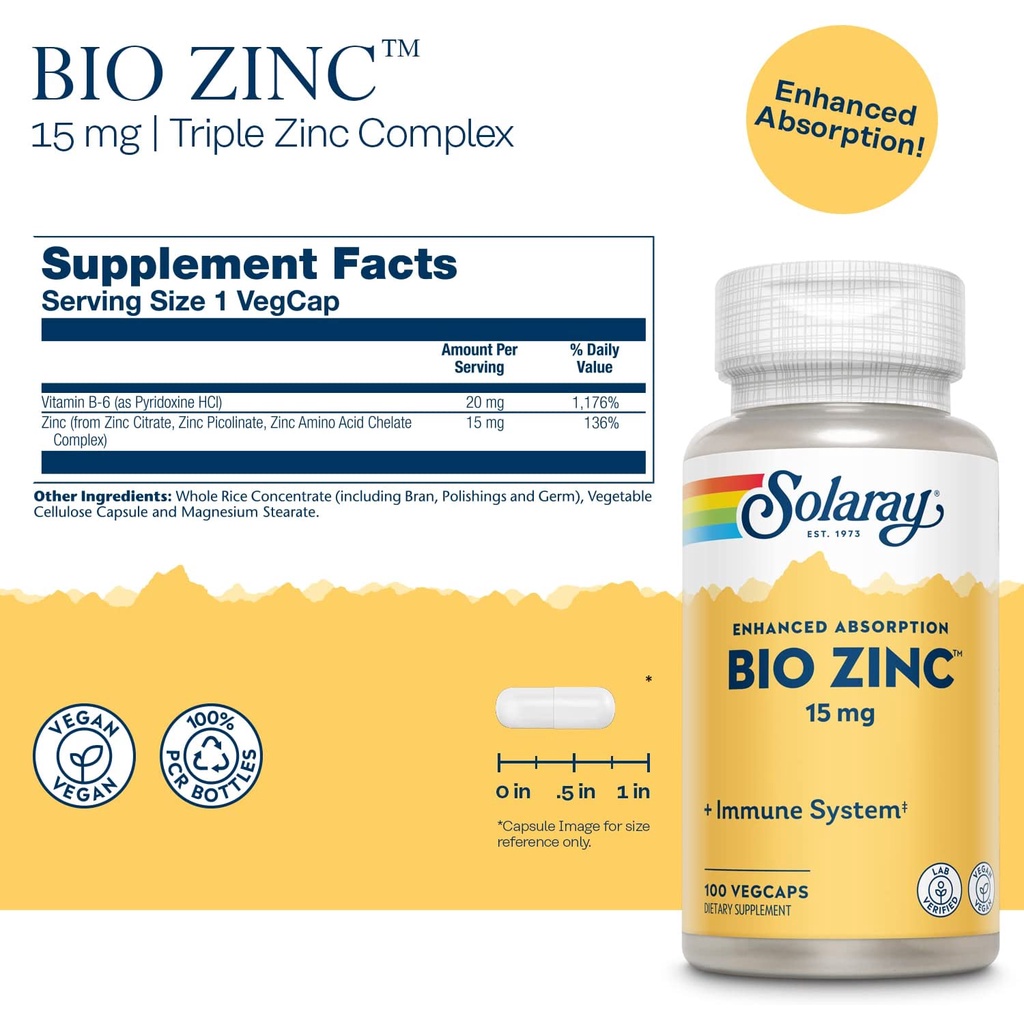 solaray-bio-zinc-15-mg-100-vegcaps-triple-zinc-complex-เพิ่มการดูดซึม-มีวิตามิน-b6-ลดสิวสมานแผล-ต้านหวัด-ป้องกันผมร่วง
