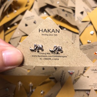 ต่างหู ตุ้มหูเงินแท้ 92.5 ช้าง #9 Elephant  Real Silver Sterling Earring