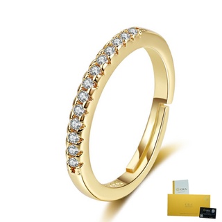 สินค้า [พร้อมใบรับรอง Gra ] แหวนเพชร สีขาว ชุบทอง 18K แฟชั่นเรียบง่าย พร้อมใบรับรอง]