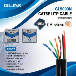 ภาพหน้าปกสินค้าสายแลนLAN CAT5 พร้อมACสายไฟ ยาว 100 เมตร สีดำ  GLINKรหัสGL-5003N ที่เกี่ยวข้อง