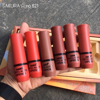 สินค้า Sale 🔥 Sakura Eiffel Matte Lipstick [No.821] ลิปสติกเซต 6 สี สุดคุ้ม สีสวยทุกสี