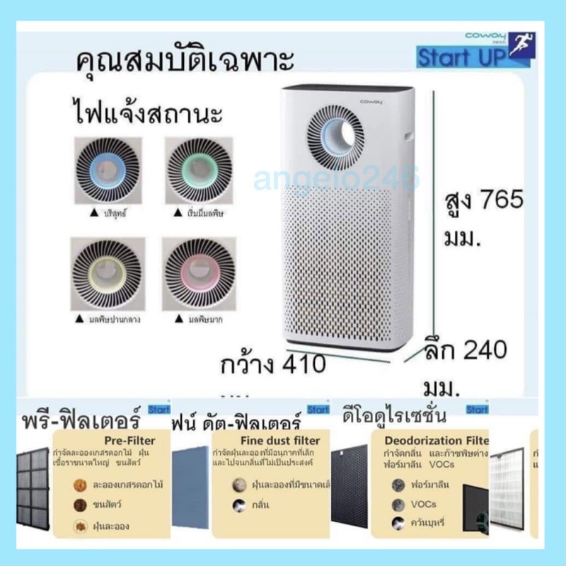 เครื่องฟอกอากาศ-coway-กรอง-pm2-5-สินค้านำเข้าผลิตจากเกาหลี-เครื่องรับประกัน-1-ปี-พร้อมบริการเปลี่ยนไส้กรอง-1-ปี-ฟรี