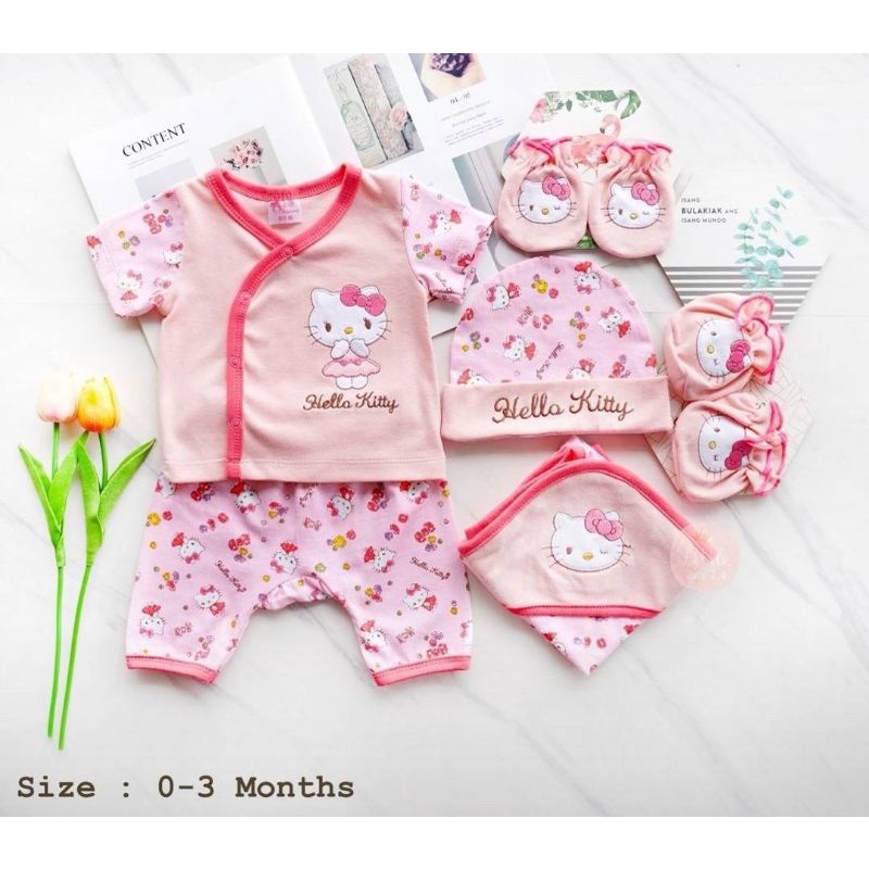 ชุดกิ๊ฟเซ็ต-ทารก-เสื้อผูกหน้า-กางเกง-หมวก-ถุงมือ-ถุงเท้า-ผ้าห่อตัวทารก