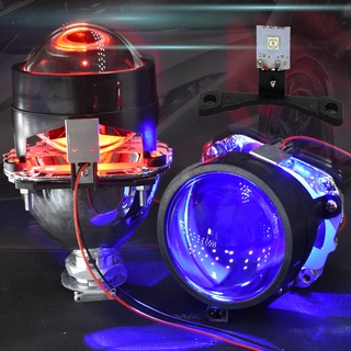 2.5&amp;quot; Mini Headlight Hid Bi-xenon Projector Lens With Shroud Devil Eyes For H1 H4 H7 Car Motorcycle Headlamp Retrofi